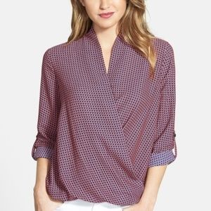 Pleione Nordstrom Black Diamond Faux Wrap Blouse